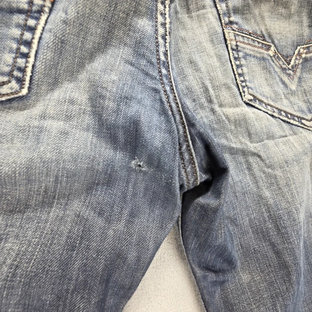Diesel Jeans Mens 30x34 Blue Larkee-T Regular Tapered Button Altered Hem 0886S